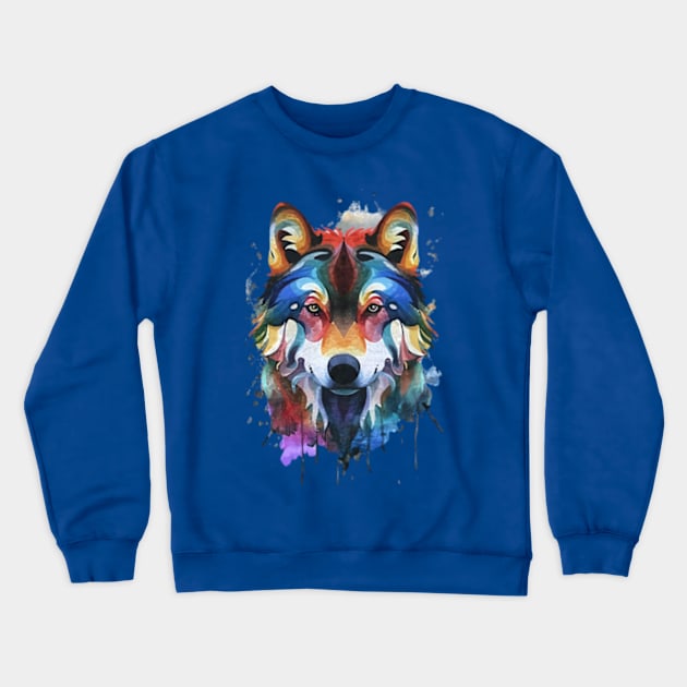 Watercolor Wolf Crewneck Sweatshirt by J3's Kyngs